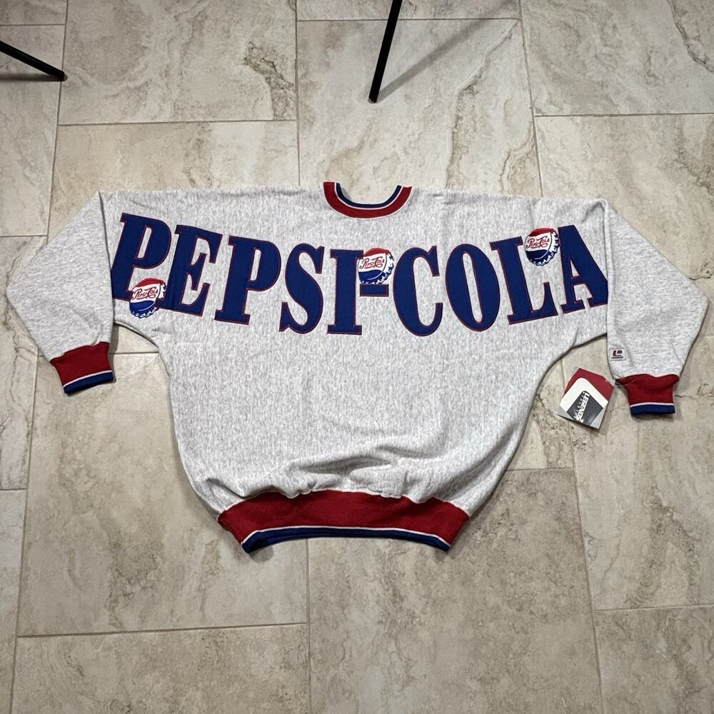 NWT Vintage Pepsi Legends Athletic Sweatshirt Crewneck Mens XL 90s Spellout
